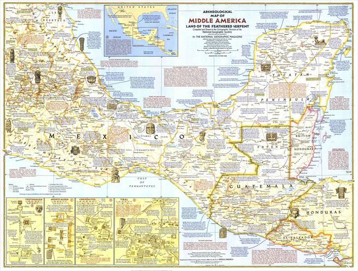 Mapy National Geographic. 539 map. Wysoka jakość - Central America - Archeological Map 1 1968.jpg