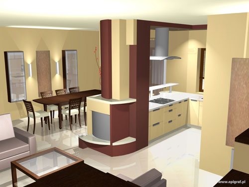 Kuchnia, pokój, łazienka - Pokój dzienny z jadalnią i kuchnią 1.jpg